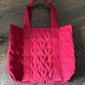 New Victoria's Secret Red Heart  Quilted Tote Bag